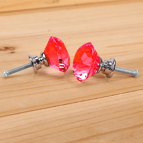 16 Pcs Red Crystal Knobs Diamond 30mm Small Red-2018816615889637381