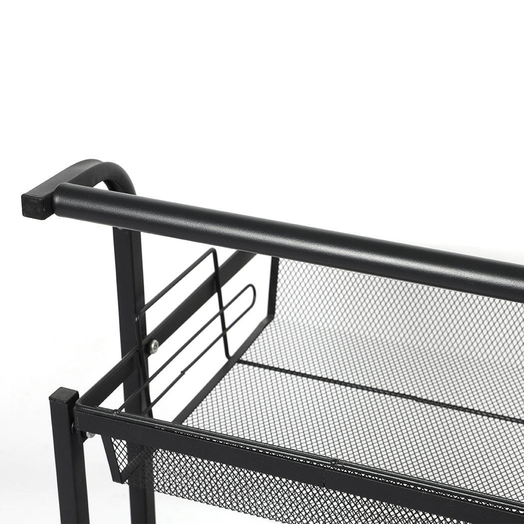 Levede 3 Tier Kitchen Trolley Cart Swivel Black Colour-2018816800040554501