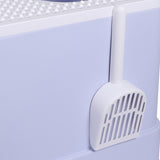 PaWz Cat Litter Box Fully Enclosed Toilet Purple - 45-Degree Angle