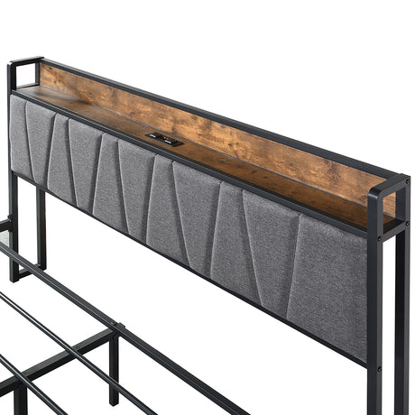 Levede Double Bed Frame Tufted Headboard USB Charge-2006732834424885253