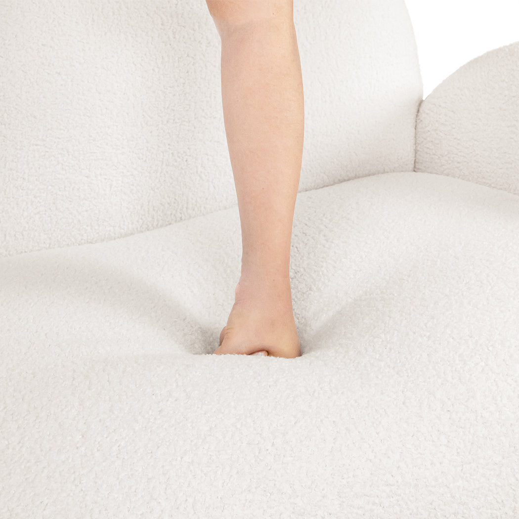 Levede Cloud Sofa 3 Seater Sherpa Fleece White-1954802386396647429