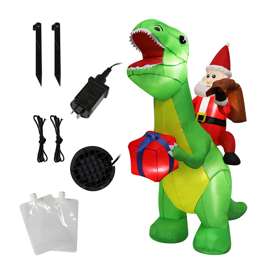 Santaco Christmas Inflatables Outdoor Santa Claus Riding Dinosaur Lights D�cor-2006733355185475589