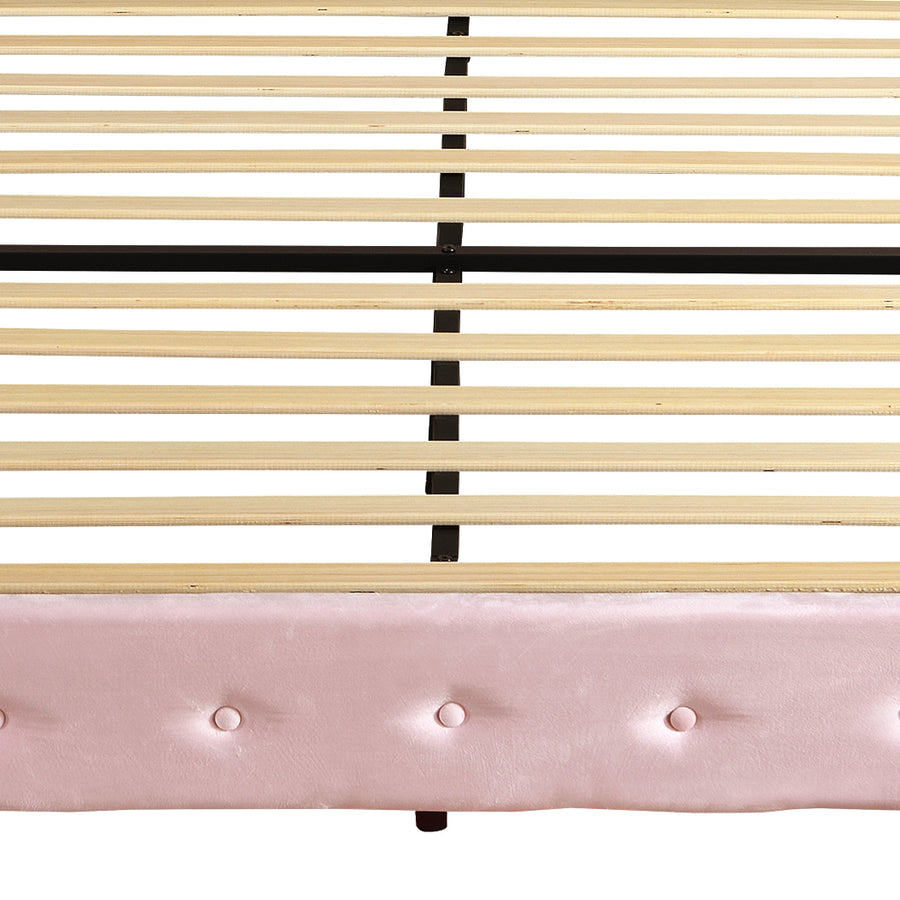 Levede Single Floating Bed Frame LED Headboard USB Pink-2006732795417858053
