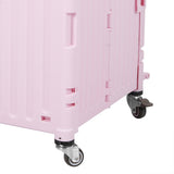 Folding Shopping Trolley Cart Portable Pink - 45-Degree Angle