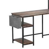 Levede L Shaped Gaming Desk with LED Lights Brown - 45-Degree Angle