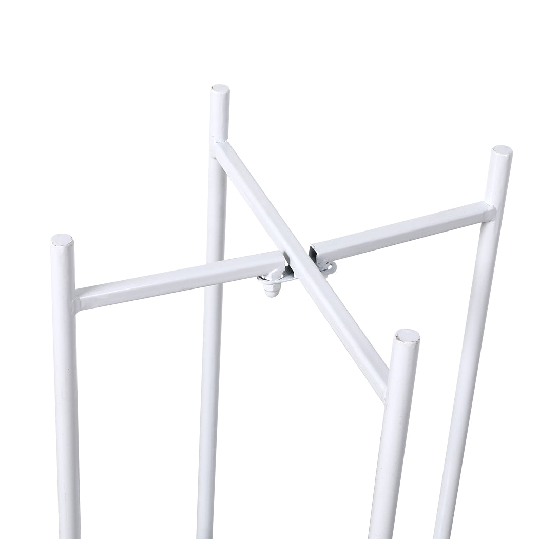 Levede 2 Tiers Plant Stand Metal Flower White Medium-2006732931460108293