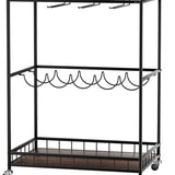 Levede Wooden Bar Cart Drinks Trolley 3 Tire - 45-Degree Angle