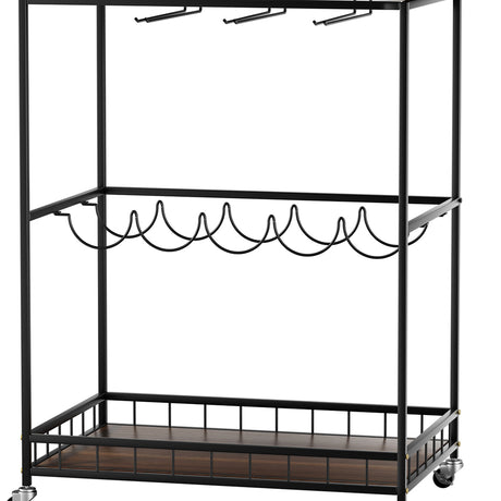 Levede Wooden Bar Cart Drinks Trolley 3 Tire-1954802348551442437