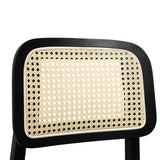 Levede Dining Chair Wood Rattan Armless Black x4 - 45-Degree Angle