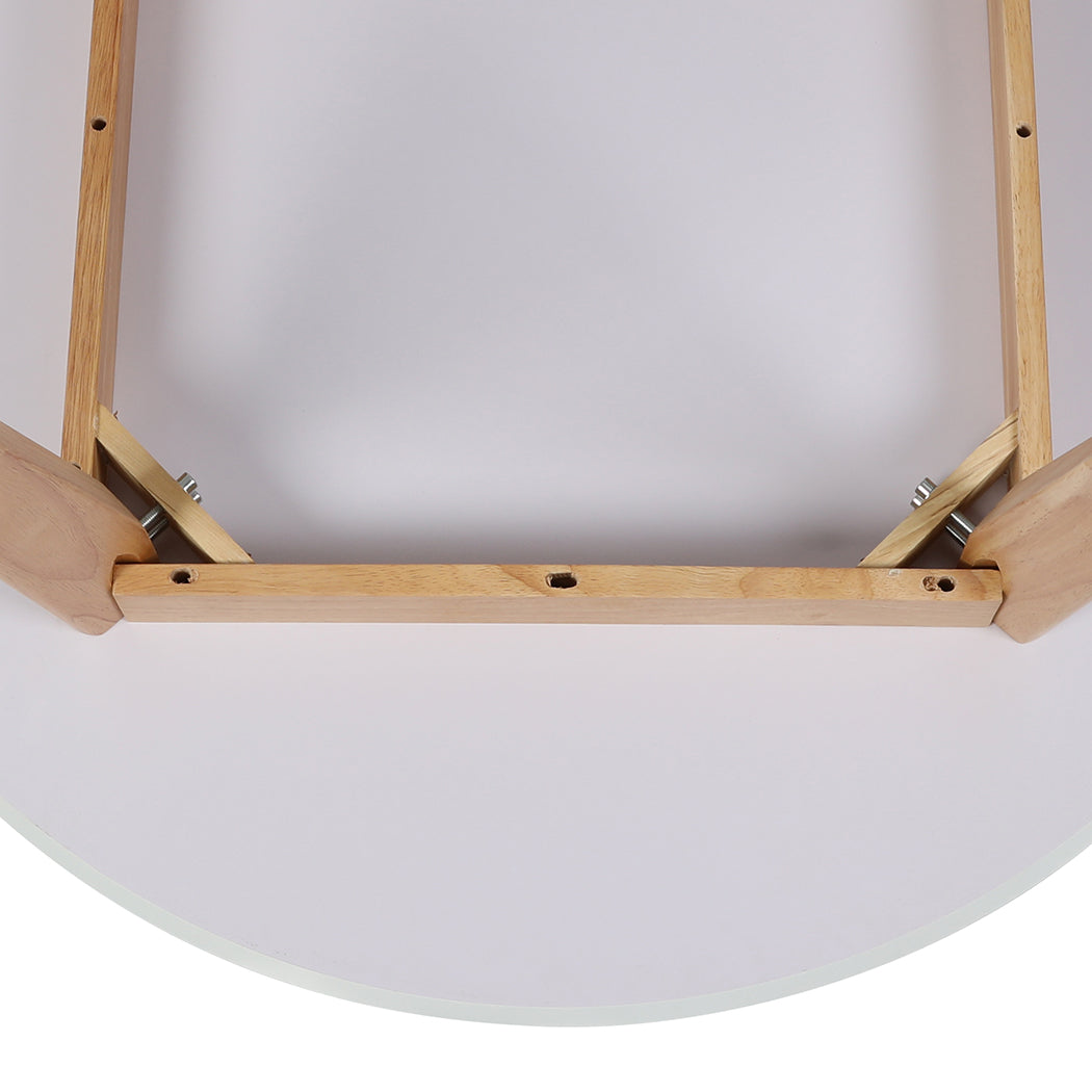 Levede Dining Table Round Rubberwood Base 120cm White 120 CM-1954802999247376389