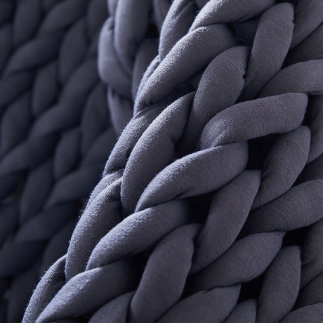 Dreamz Knitted Weighted Blanket Chunky Dark Grey Double 7KG-2018816842843426821