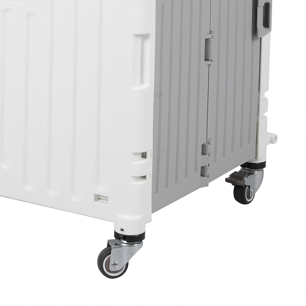 Folding Shopping Trolley Cart Portable Beige-1954802609462317061