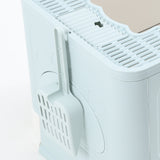 PaWz Foldable Cat Litter Box Tray Enclosed Blue - 45-Degree Angle
