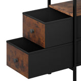 Levede Bedside Table Side Table 2 Drawers Cabinet Brown - 45-Degree Angle