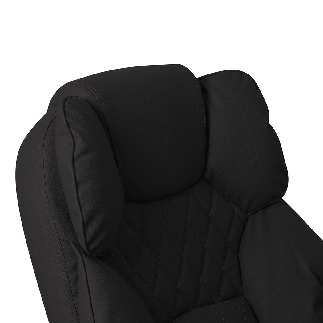 Levede Gaming Chair Office Computer Black Footrest-1954802890489073669