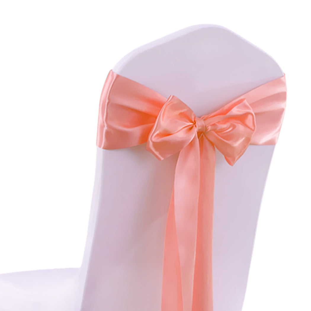 20x Satin Fabric Chair Sashes Cloth Coral-2018816622923485189