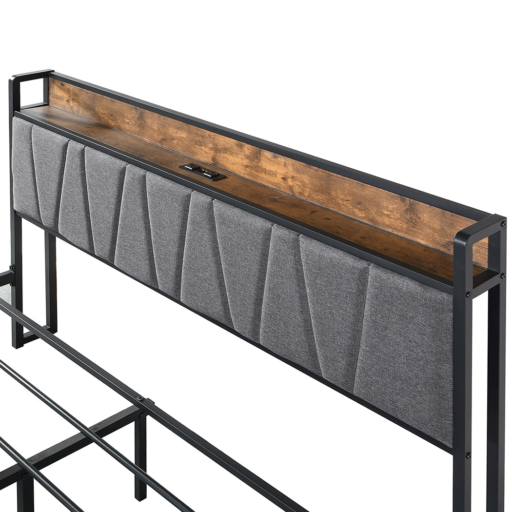 Levede Queen Bed Frame Soft Storage Drawers Headboard USB Charge-2006733226512617477