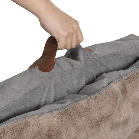 PaWz Dog Calming Bed Pet Cat Removable M Khaki Medium-2018816758772797445