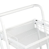 Levede 3 Tier Kitchen Trolley Cart Swivel White Colour - 45-Degree Angle