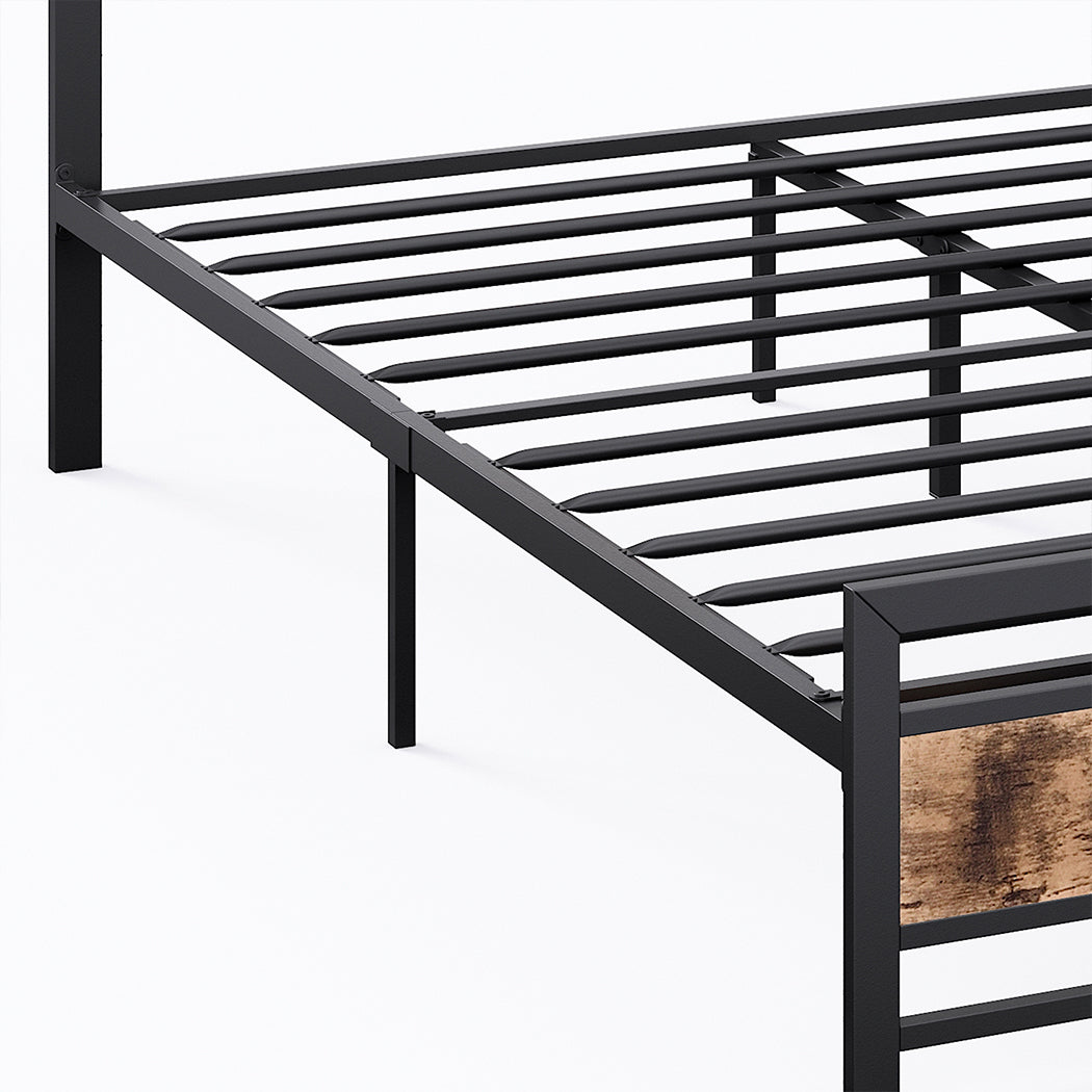 Metal Bed Frame Mattress Base Set Wood Queen-1954802936362176517