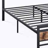 Metal Bed Frame Mattress Base Set Wood Queen - 45-Degree Angle