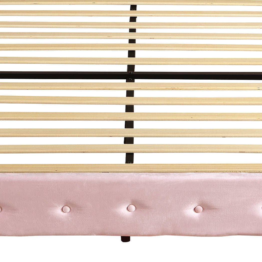 Levede King Floating Bed Frame LED Headboard USB Pink-2006732795224920069