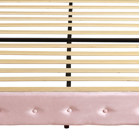 Levede King Floating Bed Frame LED Headboard USB Pink-2006732795224920069