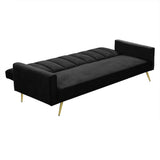Levede Sofa Bed Convertible Velvet Lounge Recliner Couch Sleeper 3 Seater Black - 45-Degree Angle