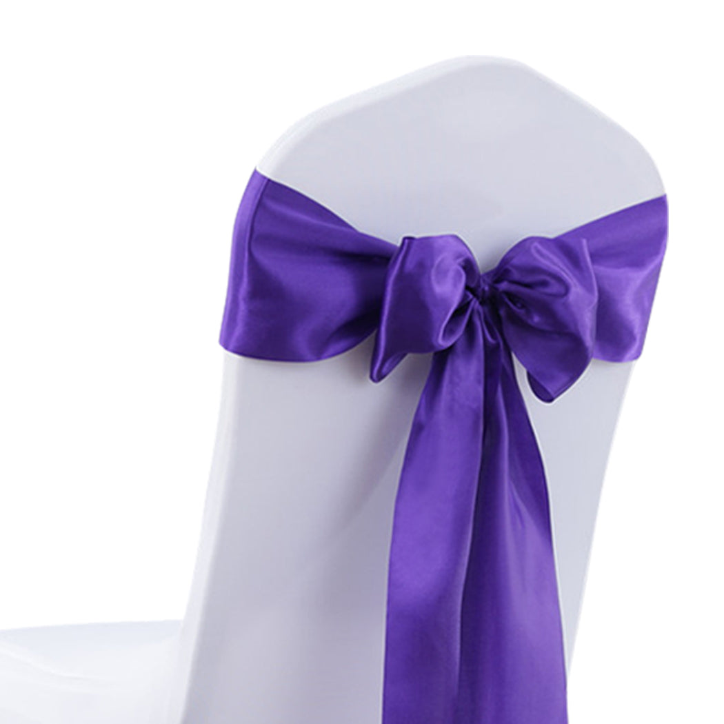 20x Table Runner Satin Chair Sashes Eggplant-2018816626832576517