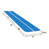 Powertrain 20cm Thick 3m x 1m Air Track Inflatable Gymnastics Tumbling Mat Airtrack - Blue