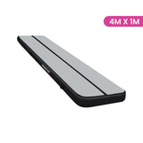 Powertrain 4m x 1m Air Track Inflatable Gymnastics Mat - Grey Black - Front View