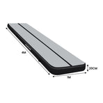 Powertrain 4m x 1m Air Track Inflatable Gymnastics Mat - Grey Black