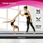 Powertrain 4m x 1m Air Track Inflatable Gymnastics Mat - Grey Black