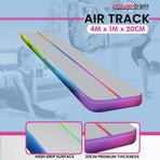 Powertrain 4m x 1m Air Track Inflatable Gymnastics Mat - Rainbow