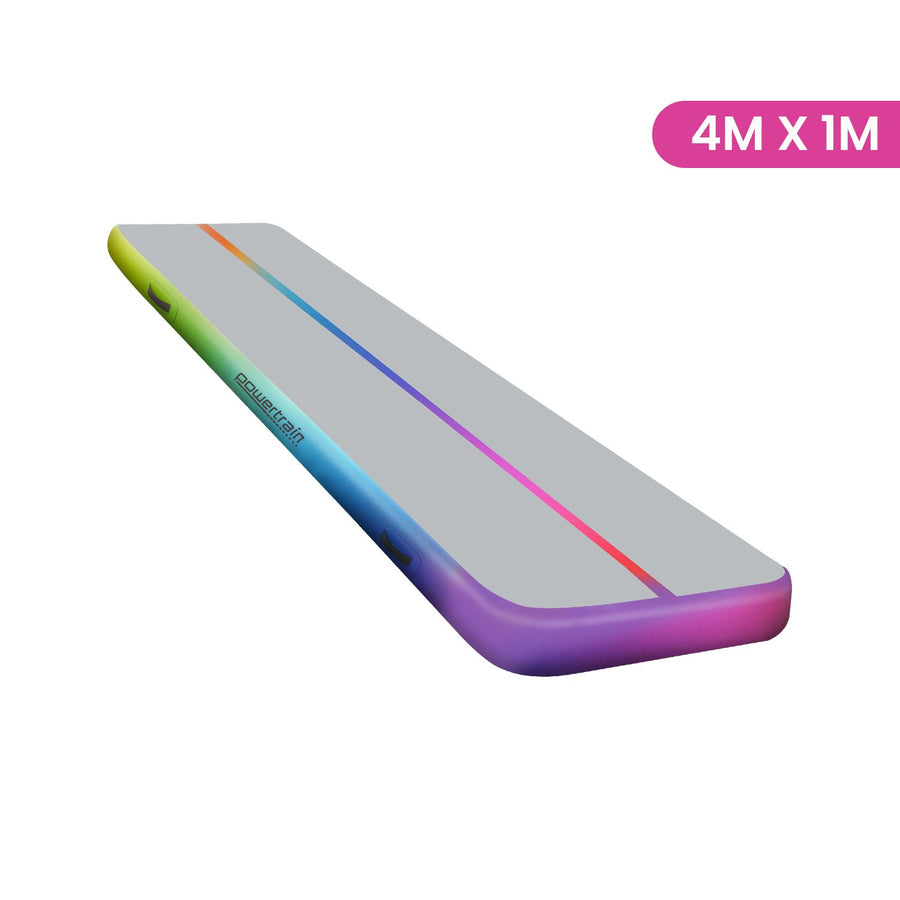 Powertrain 4m x 1m Air Track Inflatable Gymnastics Mat - Rainbow