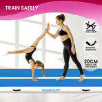 Powertrain 4m x 2m x 20cm Air Track Gymnastics Mat Tumbling Exercise - Blue White