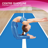 Powertrain 4m x 2m x 20cm Air Track Gymnastics Mat Tumbling Exercise - Blue White