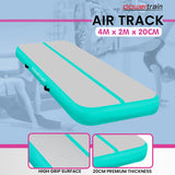 Powertrain 4m x 2m x 20cm Air Track Gymnastics Mat Tumbling Exercise - Grey Green - Front View