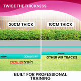 Powertrain 4m x 2m x 20cm Air Track Gymnastics Mat Tumbling Exercise - Grey Green - Rear View