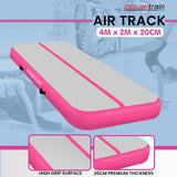 Powertrain 4m x 2m x 20cm Air Track Gymnastics Mat Tumbling Exercise - Grey Pink - Extra Image