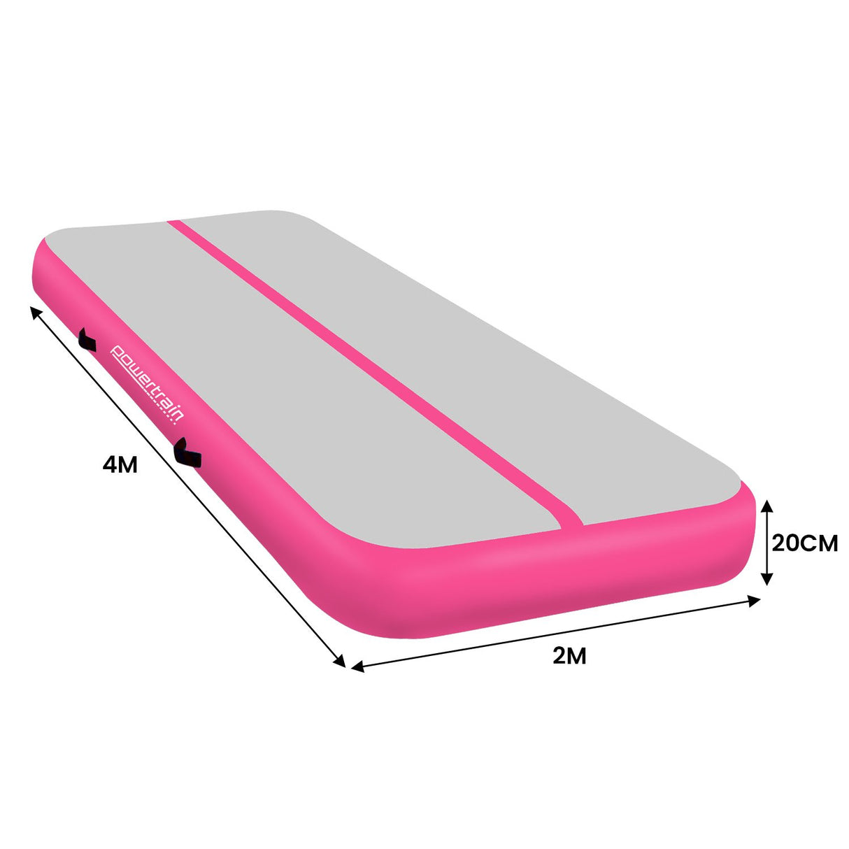Powertrain 4m x 2m x 20cm Air Track Gymnastics Mat Tumbling Exercise - Grey Pink