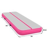 Powertrain 4m x 2m x 20cm Air Track Gymnastics Mat Tumbling Exercise - Grey Pink