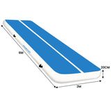 Powertrain 6m x 2m x 20cm Air Track Gymnastics Mat Tumbling Exercise - Blue White