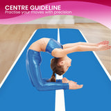 Powertrain 6m x 2m x 20cm Air Track Gymnastics Mat Tumbling Exercise - Blue White