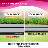 Powertrain 6m x 2m x 20cm Air Track Gymnastics Mat Tumbling Exercise - Grey Black