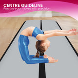 Powertrain 6m x 2m x 20cm Air Track Gymnastics Mat Tumbling Exercise - Grey Black - Low Angle
