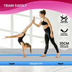 Powertrain 6m x 2m x 20cm Air Track Gymnastics Mat Tumbling Exercise - Grey Blue