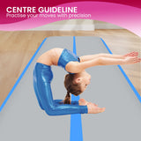 Powertrain 6m x 2m x 20cm Air Track Gymnastics Mat Tumbling Exercise - Grey Blue