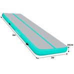 Powertrain 6m x 2m x 20cm Air Track Gymnastics Mat Tumbling Exercise - Grey Green