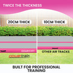 Powertrain 6m x 2m x 20cm Air Track Gymnastics Mat Tumbling Exercise - Grey Pink